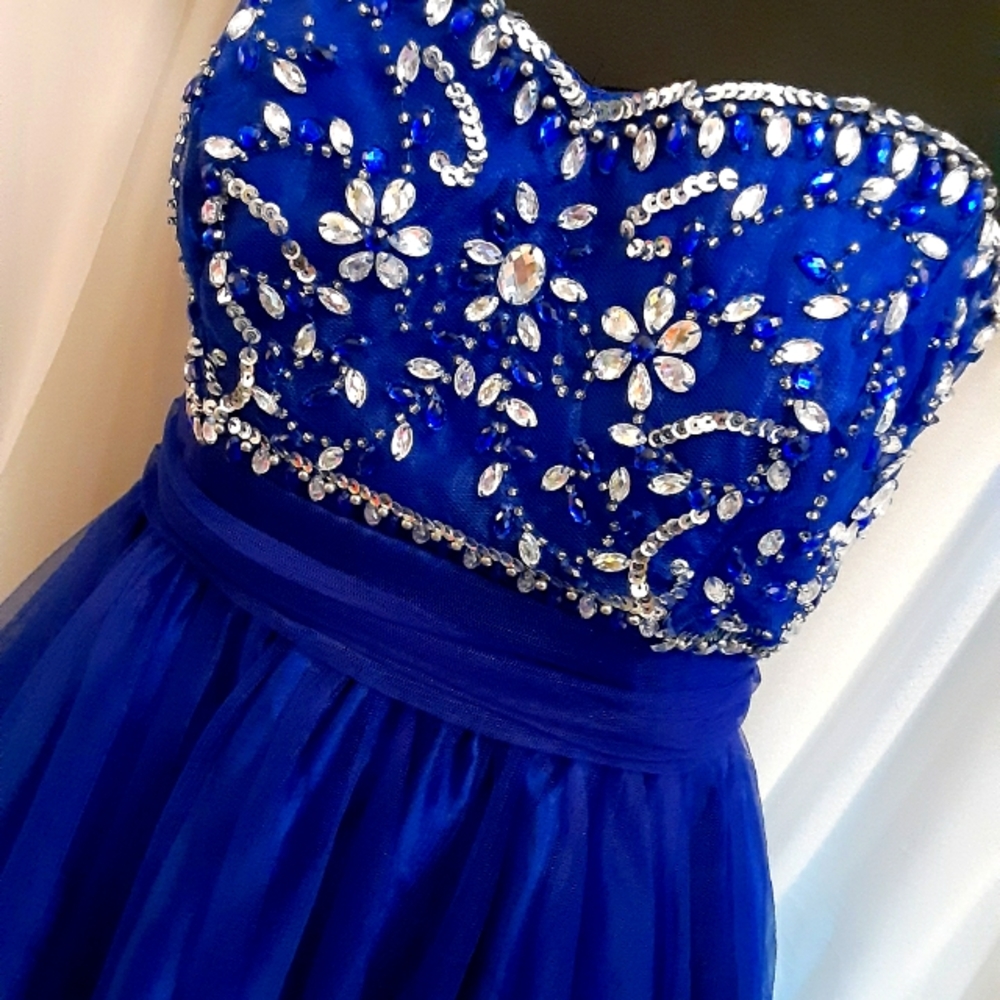 Royal Blue Crystal Embellished Prom Dress 9/10